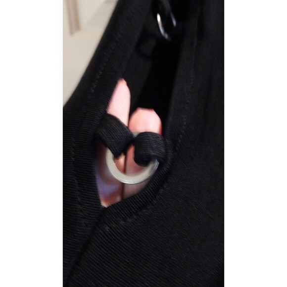 CHICO'S TRAVELERS Black Split Dolman Sleeve W/ Silver Ring Accent Midi Dress LG - Picture 4 of 7